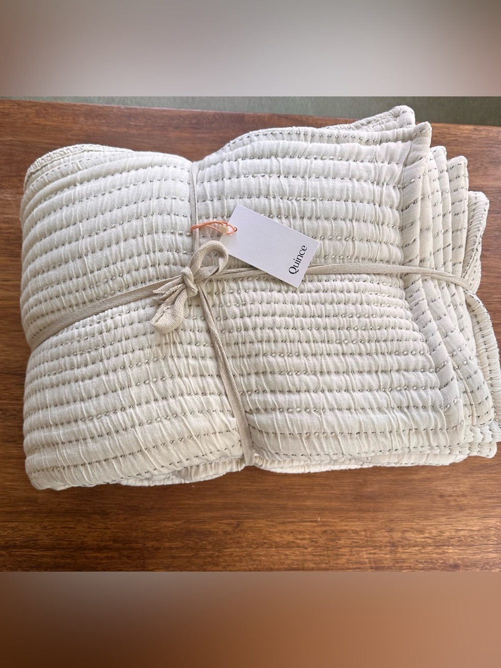 NWT Quince Organic Cotton Channel Stitch Coverlet Set Undyed - King/Cal King - Picture 9 of 11